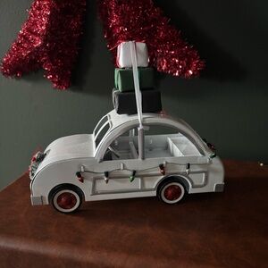 White Vintage Car Decor with Gifts